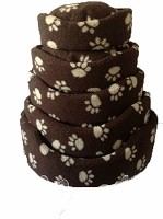 Oval Dog Bed Basket Sherpa Fleece Brown with Paws Washable Pet Bed Various Sizes