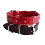 Dog Doza Diamante Leather Dog Collar
