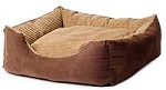 Brown Suede & Cord Lounger Dog Bed with Inner Cushion 27" x 21" x 12"