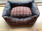 Reversible 2 in 1 Dog Bed Lounger Heavy Duty Fabric & Faux Leather Various Sizes & Patterns